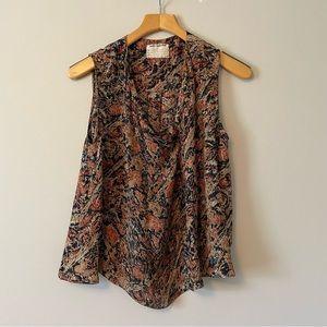 Gary Graham silk print sleeveless blouse . 2